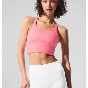 NWT Alo Seamless Ribbed Top Neon Bubblegum.
